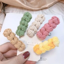 Children Cute Knitting Wool Hair Clips Girls Lovely Sweet Candy Colour Barrettes Hairpin Women Styling Tools Hair Accessories