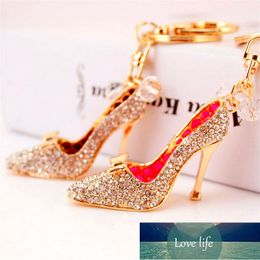 High Heel Shoe Keychain Full Rhinestone Crystal Purse Car Key Chain Bag Decorative Alloy Keyring Red Black bag Keychains Factory price expert design Quality Latest