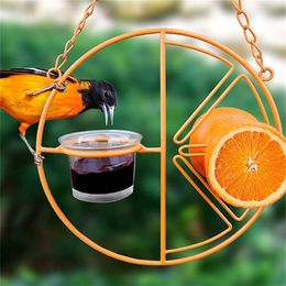 Clementine Oriole Feeder Metal Chain Hanging Bird Perch Feeding Drinking Portable Pet Supplies Garden Yard Indoor Outdoor Holder