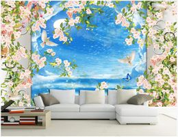 Custom photo wallpapers for walls 3d murals Beautiful sky flower rural style TV background wall papers living room decoration