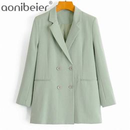 Aonibeier Za Bule Womens Blazer Jacket Traf Double Breasted Coat Office Lady Suits Female Sets Vintage Fall 211105