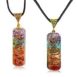 Pendant Necklaces KX4C Rainbow Chakra Healing Necklace Adjustment Energy Protection Yoga Jewellery Gift