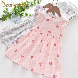 Bear Leader Baby Girls Summer Casual Dresses New Fashion Baby Plaid Dress Kids Birthday Vestidos Casual Heart Print Outfits 3-8Y Q0716