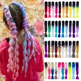 99j hair extensions UK - Lans Synthetic Ombre Braiding Hair 100g Pack 24 Inches Jumbo Braid Box Braids Hair for Blue Pre Stretched Afro Hair