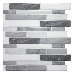 -Art3D 30x30 cm adesivos de parede cinza design de mármore cinza casca de água auto-adesiva casca e vara backsplash telhas para cozinha banheiro, papéis de parede (10 folhas)
