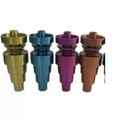 Titanium Nail Rainbow colorful dabber tool With Quartz Dish 10mm 14mm18mm Male Female 6 in 1 dome-less GR2 Titanium Nails