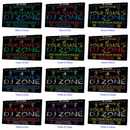 LX1062 Your Names DJ Zone Now Entering Mix Your Own Music Light Sign Dual Color 3D Engraving