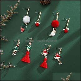 Dangle & Chandelier Earrings Jewellery Christmas Drop Tree Elk Snowman Hairball Bells Happy Year Gifts For Girls Delivery 2021 Mfqfm