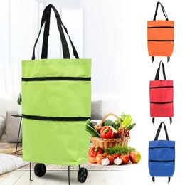 Storage Bags Shopper Bag Folding Wheels On Trolley Lightweight Grocery Shopping Foldable Packaging Organiser Beach