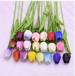 50pcs Artificial Tulips Real Touch Flowers PU Artificial Flower Bouquet For Home Decorative Flower Wedding Decoration