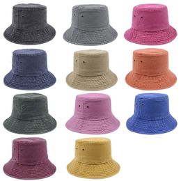 Fisherman Hat pure colors Wide Brim Hats worn wash Retro Bucket cap Folding Sun Street Outdoor Sports Caps Fashion Spring Summer wmq1021