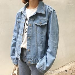 Boyfriend Style Denim Women Jacket Three Colour Female Plus Size Loose Jeans Washed Blue Jackets Coat