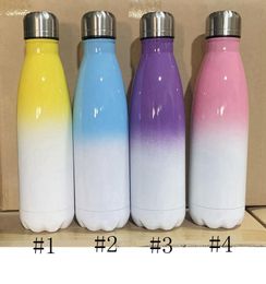 500ml Mugs Sublimation Blanks Tumblers Coke Bottle Stainless Steel Vacuum DIY Colorful Water Cup 6 Color
