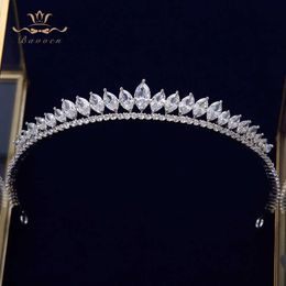 Elegant Leaves Clear Zircon Wedding Tiaras Hairbands Crystal Brides Hair Accessories Evening Hair Jewellery X0625