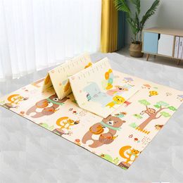 200cmx180/150cm XPE Baby Play Mat Foldable Play Double-sided Mat Waterproof Thick Home Baby Room Puzzle Road Carpet 210320