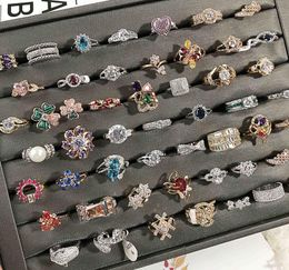 Silver Gold Ring Colourful rhinestone Fashion Bling Crystal Rings high Quality Korean Jewellery Wholesales
