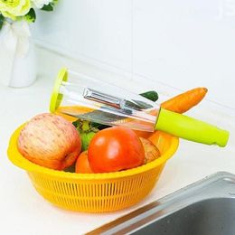 Multifunctional Stainless Steel Storage Peeler Convenient Simple Container Fruit Vegetable Peeler Peeling Knife Blade Grater Kitchen CCF6924