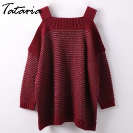 Women Off Shoulder Sweater Ladies Knitwear Jersey Mujer Women's Sweaters And Pullovers Knitted Cold Female Elegant Tops 210514