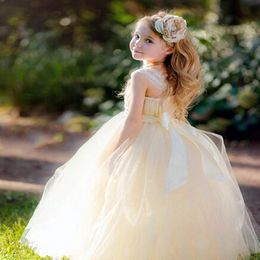 Girl's Dresses White Lace Flower Girl For Wedding One Sleeve Kids Pageant First Communion Gown