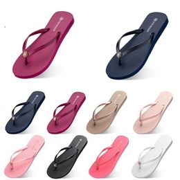 Style60 Slippers Beach Shoes Flip Flops Womens Green Yellow Orange Navy Bule White Pink Brown Summer Sandals 35-38