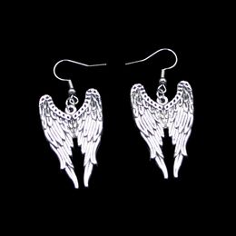 New Fashion Handmade 39*24mm Angel Wings Earrings Stainless Steel Ear Hook Retro Small Object Jewelry Simple Design For Women Girl Gifts