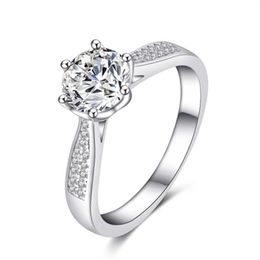 Womens Rings Crystal Diamond ring women's wedding diamond six claw inlaid zircon creative Jewellery Lady Cluster styles Band