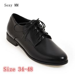 Top Quality Lace Up Shoes Women Oxfords Shoes Loafers Flats Woman Casual Flat Shoes High Quality Plus Size 34 - 40 41 42 43 44 45 46 47 48