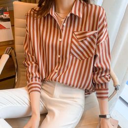 Women Shirts Spring Striped Long Sleeve Patchwork Loose Blouses Female Tops Korean Style Blusas Tops For Women Plus Size 210604