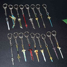 Anime Game Genshin Impact Key Chain Weapon Keyrings Blade Sword Key Holder Pendant Metal Keychains Charm Men Jewellery Y1231