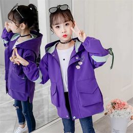 Jacket For Girls Solid Colour Windbreaker For Girls Spring Autumn Children Jacket Teenage Kids Girls Clothes 6 8 10 12 14 H0909