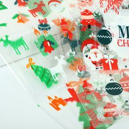 Gift Wrap 50 Christmas Gifts Baking Candy Biscuit Packaging Bag Santa Claus Tree Elk PVC Transparent