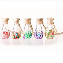 2022 new 8-15ml Polymer Clay Glass Essence Oil Diffuser Perfume Empty Bottle Car Hang Decoration Tourist Souvenirs