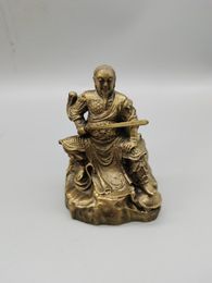 CHINA antique brass fengshui Zhenwu Emperor small Statue Metal crafts family decorations statue