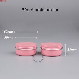 50pcs/Lot Promotion 50g Empty Aluminium Cream Jar Solid Pink Vial Facial Container Refillable Bottle Women Case for Powderhood qty