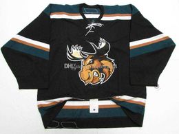 2020 MANITOBA MOOSE AHL BLACK TEAM ISSUED Hockey Jersey Embroidery Stitched Customise any number and name Jerseys