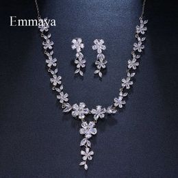 Emmaya Bridal Jewellery Sets Plant Jewellery With Zircon Set of Earrings Pendant Necklaces Gift Party for Woman Jewellery Gift H1022