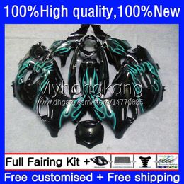 Body For SUZUKI KATANA GSXF600 GSXF750 GSXF 600 750 CC 98-02 17No.127 GSX600F 600CC 750CC 1998 1999 2000 2001 2002 Cyan flames GSX750F GSXF-600 98 99 00 01 02 OEM Fairing