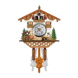 Wall Clocks Cuckoo Clock Forest Wooden Vintage Nordic Style Alarm For Living Room Home Decoration Accessory