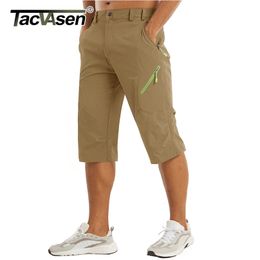 TACVASEN Below Knee Length Summer Waterproof Shorts Mens Quick Drying 3/4 Pants Hiking Walking Sports Outdoor Nylon 220301