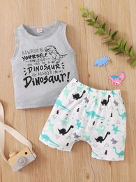 Baby Letter & Dinosaur Print Tank Top & Shorts SHE