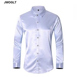 45KG-120KG Luxury Wedding Long Sleeve Dress Shirt Emulation Silk Gold Silver Black Purple Button Down Tuxedo Shirt Men 6XL 7XL 210528