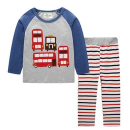 Jumping Applique clothing sets baby boys autumn suits for Christmas festival children clothes tops + pants 210529