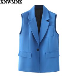 Women Fashion Simply Solid Color Sleeveless Vest Jacket Office Ladies Wear Casual Slim Suit WaistCoat Pocket Outwear Tops 210520