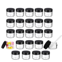 Bouteilles de stockage pots 24pcs Pot rond 20 ml / 0,7 oz Contenants cosmétiques en plastique en plastique avec couvercle pour onguents liquides échantillon de crèmes
