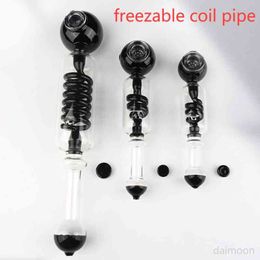 Glass Glycerin Freezable coil Pipe Black bubbler water pipe smoking pipes tobacco hand tube