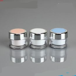 300pcs/lot 15ml 15g Portable Plastic Cosmetic Empty Jars Pink Blue White Bottles Eyeshadow Makeup Cream Lip Balm Container Potsgood qualty