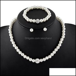 Earrings & Necklace Jewellery Sets Pearl Bracelet For Women Party Wedding Jewlery Christmas Gift Drop Delivery 2021 5Alpb