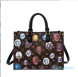 Shopping Bags Pattern Color Matching Women's Handbag Fashion Tote Bucket Bag Large Capacity Messenger Bag