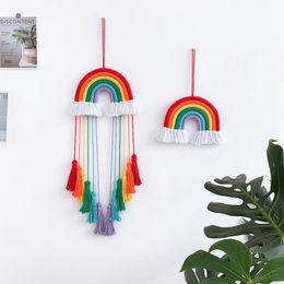 Wall Decor INS home baby Nursery room rainbow decoration pendant Hand weaving tassel hanging walls Northern Europe