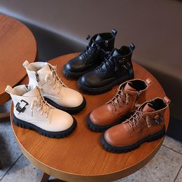 Boots 2021 Spring/fall Soft-soled Non-slip Children's Shoes Metal Buckle Boys Girls Short Fashion British Kids